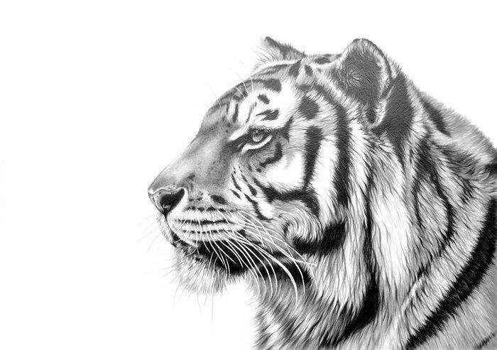 Tiger Head Pencil Drawing